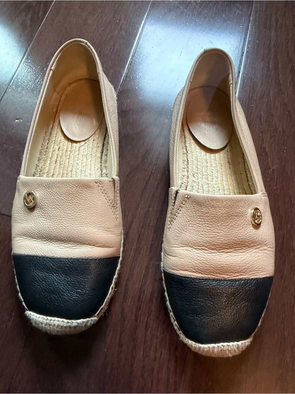 Michael Kors Beige and Black Slip-On Espadrilles